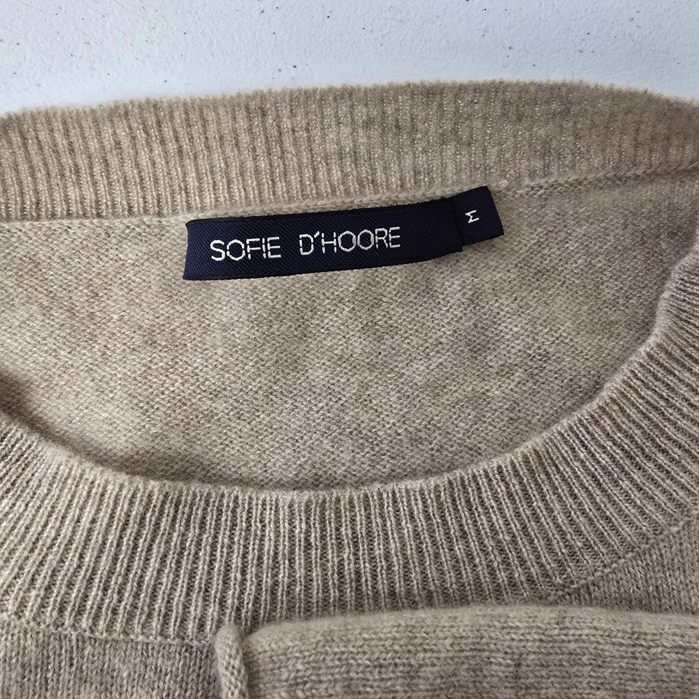 Sofie D'Hoore Merril 100% Cashmere Crop Knit Sweater Oatmeal Size M Oversized - Picture 6 of 8